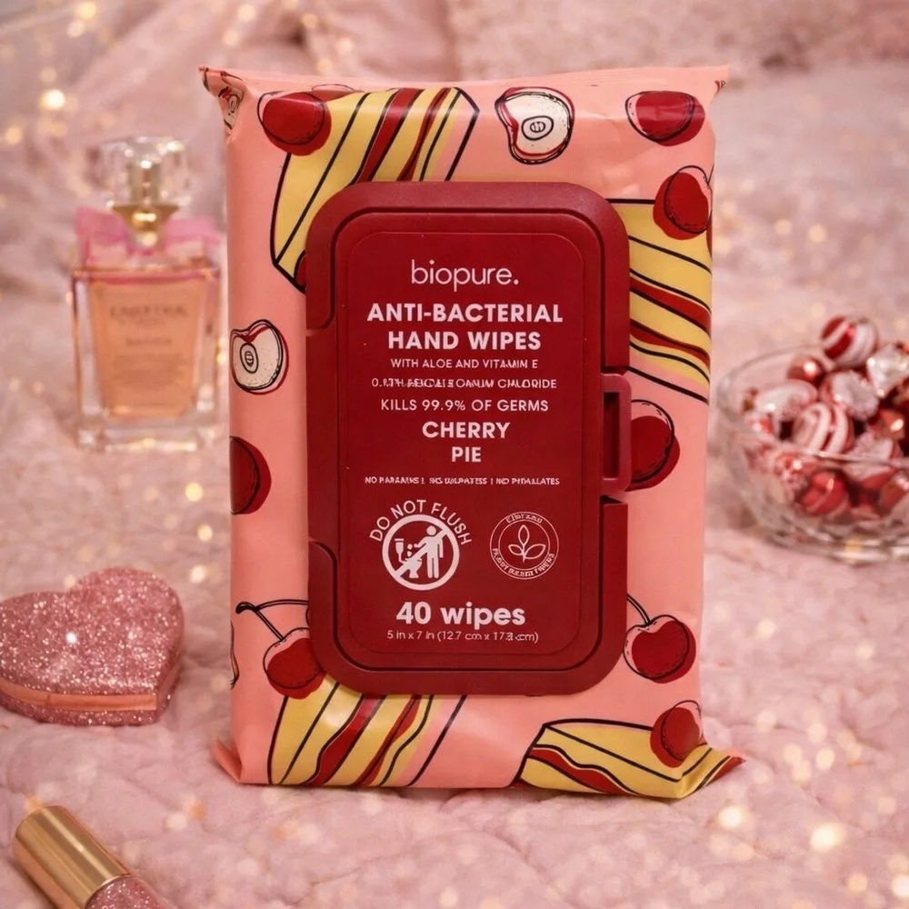 🍒 Cherry 🍒 Pie Anti-Bacterial Hand Wipes - Pink LIMITED EDITION